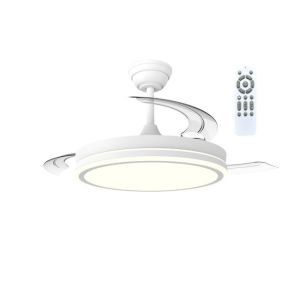 Ventilador de techo retractil kuma blanco LED regulable 106 cm