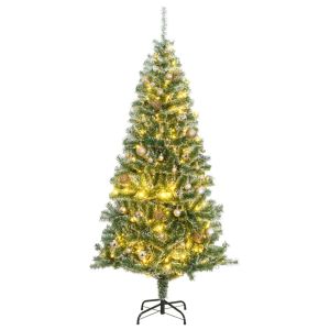 vidaXL árbol de navidad artificial con 300 LED bolas y nieve 210 cm
