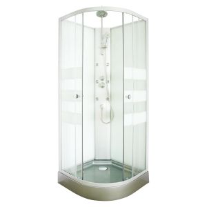 Cabina de ducha hidromasaje amelia gris - en kit - cuarto de círculo 90cm