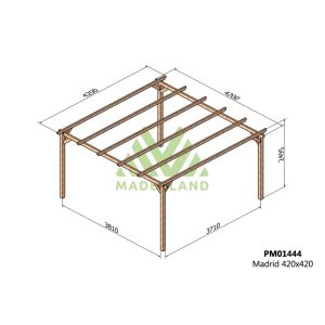 Pérgola de madera maciza - madrid 420x420cm (maderland)