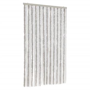 vidaXL cortina antimoscas chenilla gris claro y blanco 100x230 cm