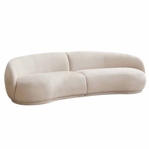 Oviala - sofá de tela beige de 3 plazas l 266 cm