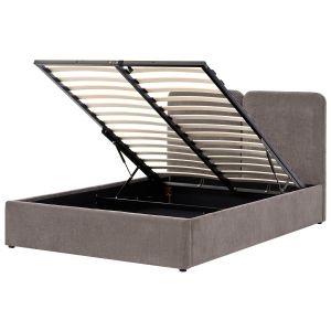 Cama con almacenaje arbois chenilla gris pardo 140 x 200 cm
