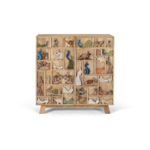 Cómoda animalia de madera de mango en color natural 80 cm