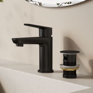 Mezclador lavabo monomando negro mate - latón