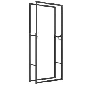 Estante para leña 65x25x150 cm metal Outsunny, hogar - climatización