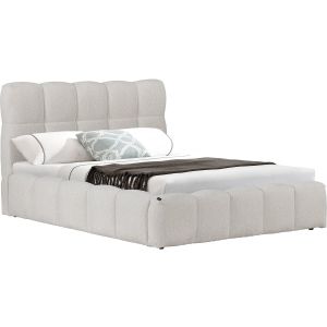 Cama doble de tela "davos" con espacio de almacenaje - 140 x 190 cm - beige
