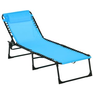 Tumbona reclinable acero, PVC color azul 197x58x76 cm outsunny