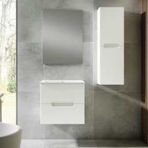 Mueble baño, lavabo, espejo y aplique LED victoria 60x45cm blanco sus.
