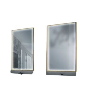 Espejo rectangular LED antivaho mod. Ability 80x80 dorado 6500k fría