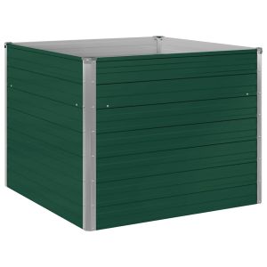 vidaXL jardinera elevada de acero galvanizado verde 100x100x77 cm