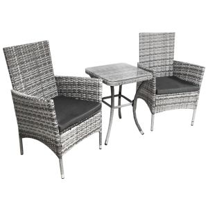 Bistro set ratán 3 piezas - gris claro