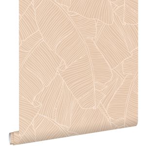 Estahome papel pintado hojas beige arena 50 x 900 cm