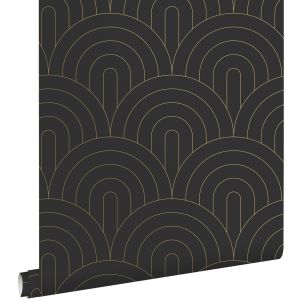 Estahome papel pintado arte deco blanco y negro 53 cm x 10.05 m