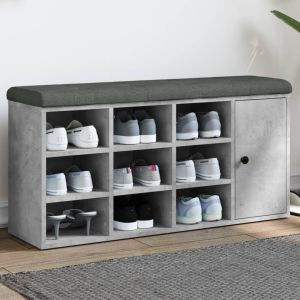 Banco zapatero madera de ingeniería gris hormigón 102x32x50 cm esxt6461