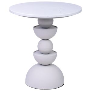 Mesa auxiliar de metal blanco y madera 40.5x40.5x45h cm