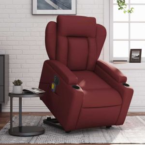 Sillón de masaje elevable eléctrico cuero artificial rojo tinto qweo8380