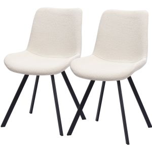 Silla de comedor giratoria tela blanca set de 2 con patas metal