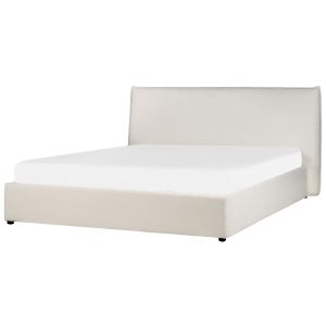Cama con almacenaje lavaur bouclé blanco crema 180 x 200 cm