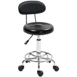 Silla giratoria piel sintética negra ruedas altura ajustable reposapiés