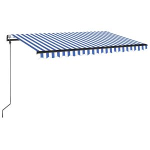 vidaXL toldo automático LED sensor de viento azul y blanco 400x350 cm