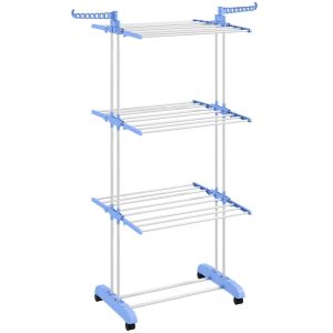 Tendedero de ropa 125x64x172 cm acero color azul Homcom