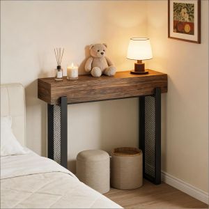 Consola recibidor/salón con almacenamiento madera marrón rústico/negro