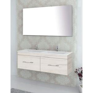 Mueble de Baño FLORENCIA  incluye lavabo dos senos y espejo 120x45Cm Blanco nórdico