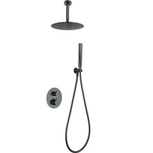Imex - columna ducha empotrada termostática negra serie salerno