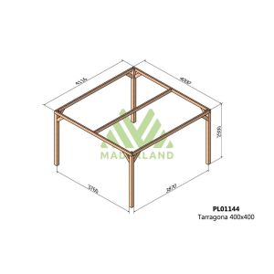 Pérgola de madera laminada - tarragona 400x400cm (maderland)