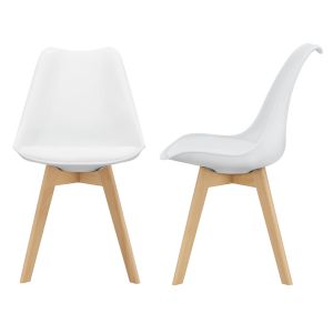 Juego de 2 sillas de comedor fläten  82x49x54cm polipiel - blanco [en.casa]