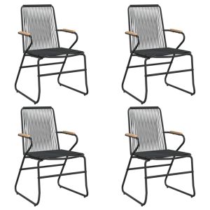 vidaXL sillas de jardín 4 unidades ratán PVC negro 58x59x85,5 cm