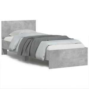 Cama cabecero luces LED gris hormigón 90x200 cm reg9510