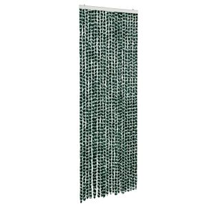 vidaXL cortina antimoscas chenilla verde y blanco 90x200 cm