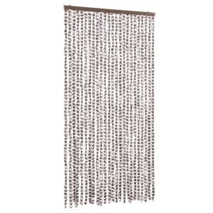vidaXL cortina antimoscas chenilla gris taupe y blanco 100x200 cm