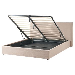 Cama con almacenaje lavaur bouclé gris pardo 160 x 200 cm