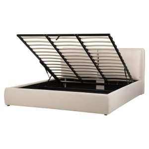 Cama con almacenaje bajonna tela beige claro 180 x 200 cm