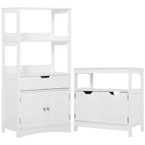 Conjunto de baño 60x33x122.5 cm mdf color blanco kleankin, hogar - baño