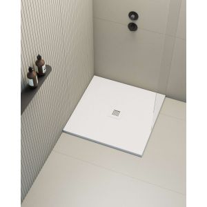 Plato de ducha poalgi - 80x80 cm - blanco - extraplano, antideslizante