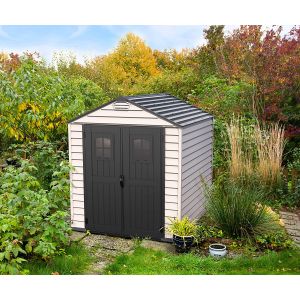 CASETA COBERTIZO PVC JARDIN STOREMAX PLUS 7X7 GRIS DURAMAX