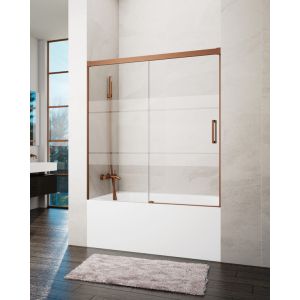 Mampara de bañera frontal + corredera basic 150-155cm serigrafiado cobre