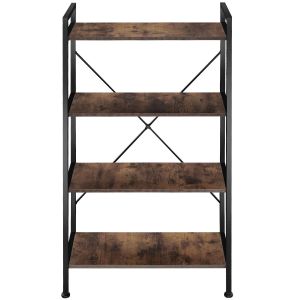 Estantería industrial, 4 estantes 67,5 x 31,5 x 121,5 cm madera oscura