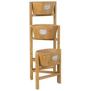 Soporte con 3 cestos de madera marrón 89x18x79