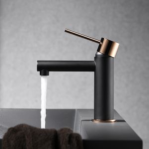Grifo de lavabo milos stick negro oro rosa [ imex® ]