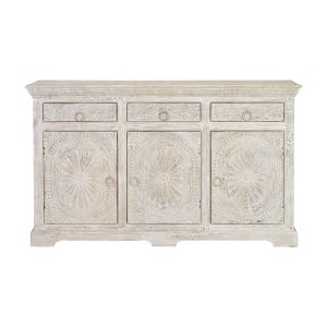 Aparador de madera de mango en color blanco envejecido 150 cm