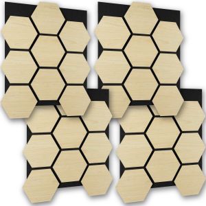 Tectake 4 paneles de pared, mdf absorbente, 76x62x1,8 cm, roble claro