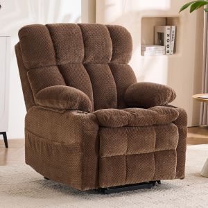 Sillón reclinable eléctrico marrón con masaje y calor