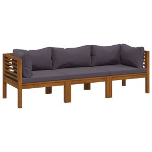 vidaXL sofá de jardín de 3 plazas con cojín madera maciza de acacia
