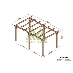 Pérgola de madera laminada - linares 500x300cm (maderland)