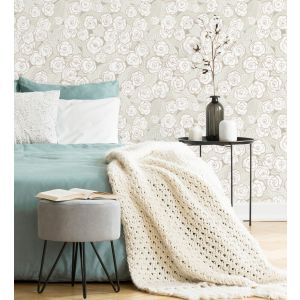 Papel pintado gaulan   de flores rosa pálido  5.23m²